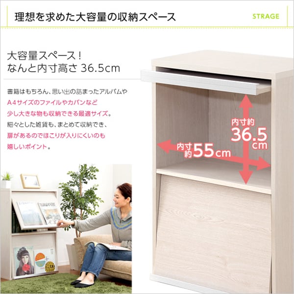 ラック 収納家具 フラップ扉2枚タイプ 48x16x94cm 本棚 ブックラック フラップ 収納棚