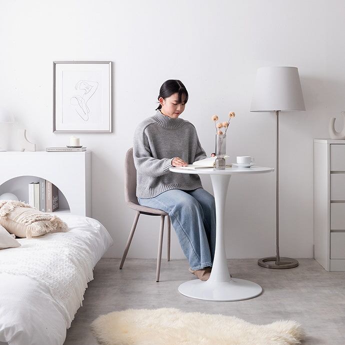 チェア 2点セット Tina 幅60cm カフェテーブル+ベロアチェア ダイニングチェア 回転チェア スチール