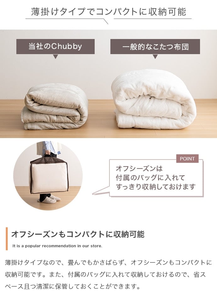 こたつ 正方形:190cm×190cm Chubby リバーシブルファーこたつ布団