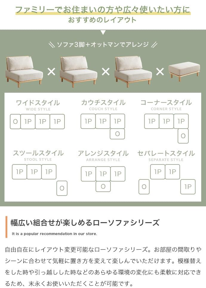 ソファー 2点セット ファブリックローソファ1脚+オットマン1脚 ローソファー カウチソファ 天然木