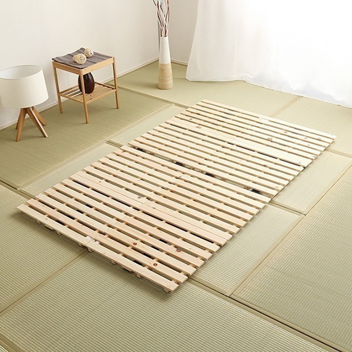 マット すのこベッド二つ折り式 檜仕様(セミダブル) 120x196x3.8cm 家具 インテリア
