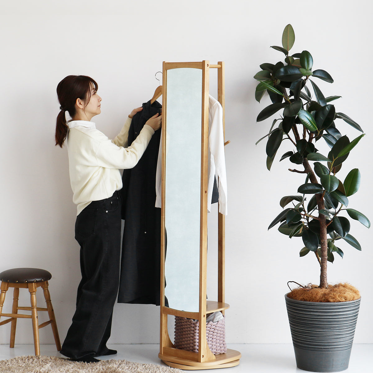 ラック Turn Mirror Hanger -cluto- ハンガーラック コートハンガー