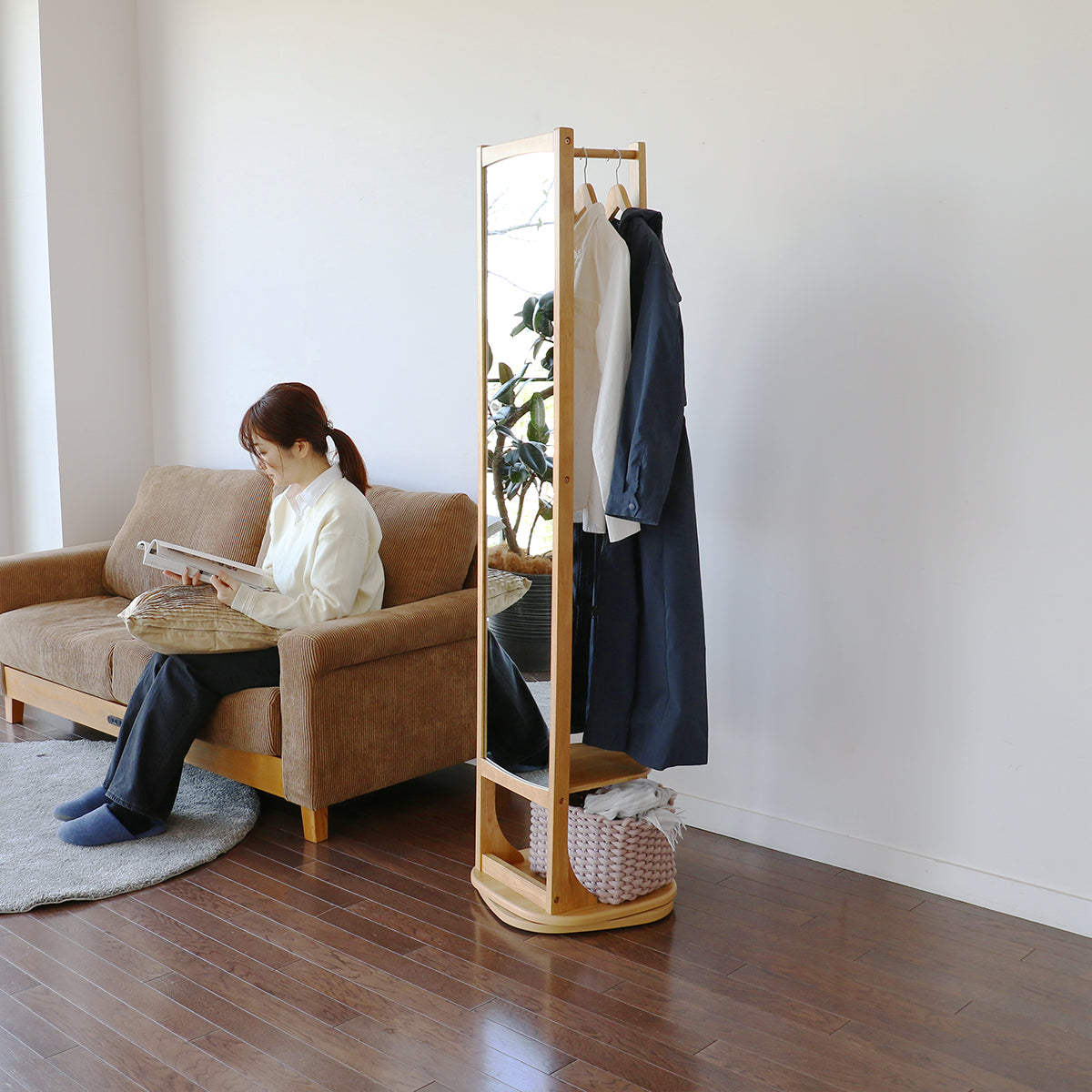 ラック Turn Mirror Hanger -cluto- ハンガーラック コートハンガー