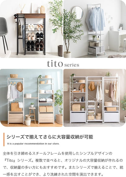 ハンガーラック 幅40cm Tito 引き出し付きスリムハンガーラック 衣類収納 薄型 スチール