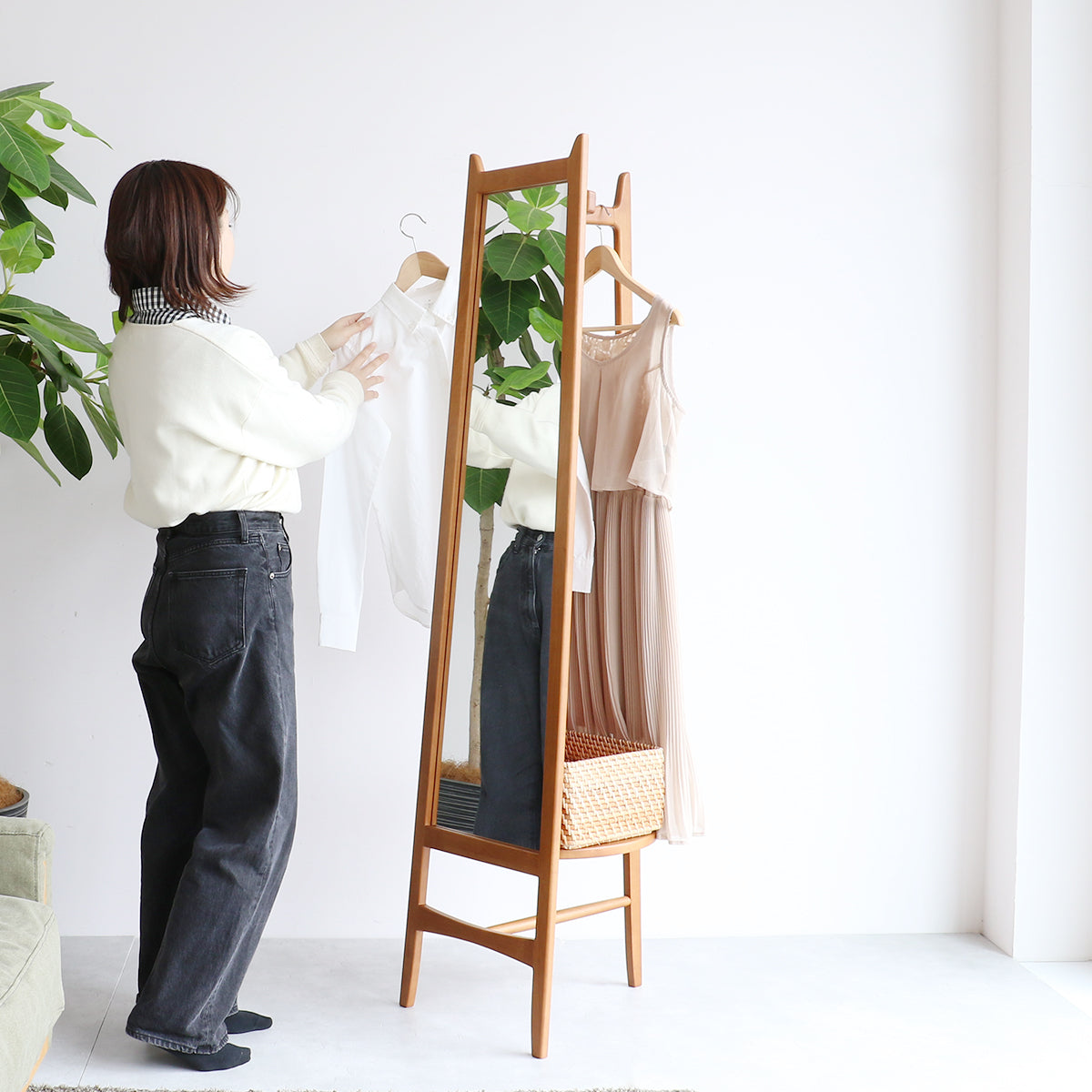 ラック Mirror Hanger -charl- ハンガーラック コートハンガー パイプハンガー