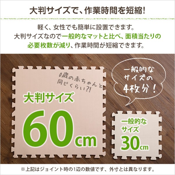 ラグ サイドパーツ付きジョイントマット 16枚セット(大判60cm)安心の低ホルムアルデヒド 防音