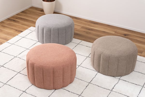 スツール 幅60×奥行60×高さ35cm オットマン 腰掛け 完成品 組立不要 ベージュ ピンク
