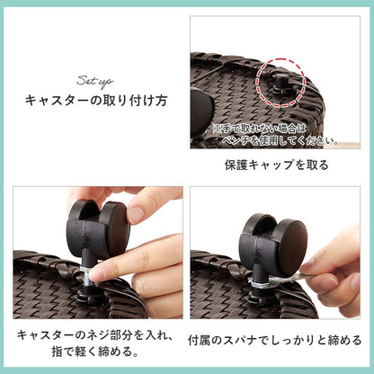 キッチン収納 バスケットワゴン (約)幅45(取手含む)×奥行39×高さ61(取手含む)cm 全3色 キャスター付き スチール