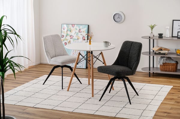 ダイニングチェア 回転チェア 幅49×奥行58×高さ84cm ダイニング家具 ダークグレー ホワイト