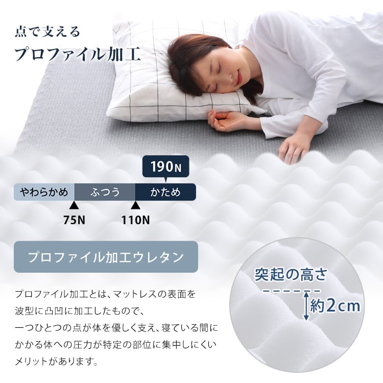 高反発プロファイルウレタンマットレス (セミシングルショート) プロファイル セミシングルショート