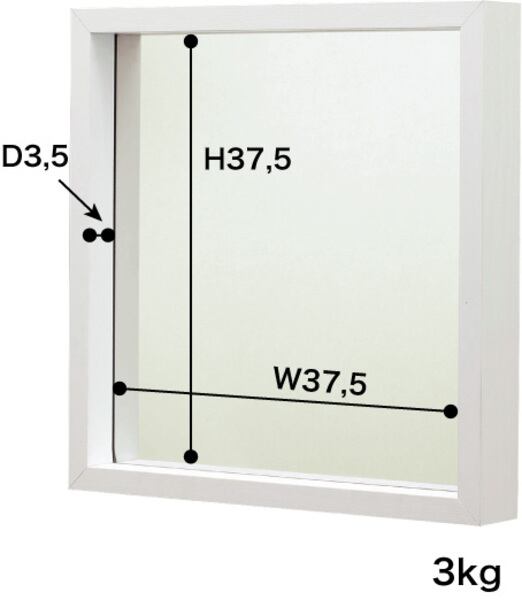ミラーL 幅42×奥行6×高さ42cm 完成品 ウォールナット ホワイト