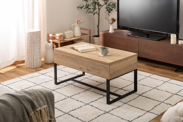 2WAY 幅90×奥行50×高さ46cm ローテーブル センターテーブル リビングテーブル 折りたたみ スチール