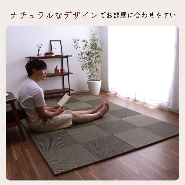 置き畳 シンプルノア 6P 半畳 BK 82X82 82×82×1.7cm ラグマット カーペット