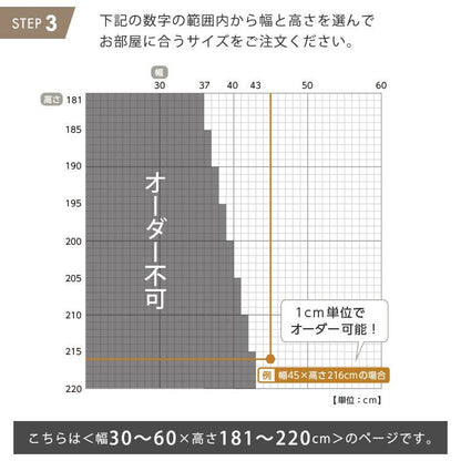 1cm単位のオーダー対応! 調光ロールスクリーン 幅30~60cm×高さ181~220cm 全10色 スチール