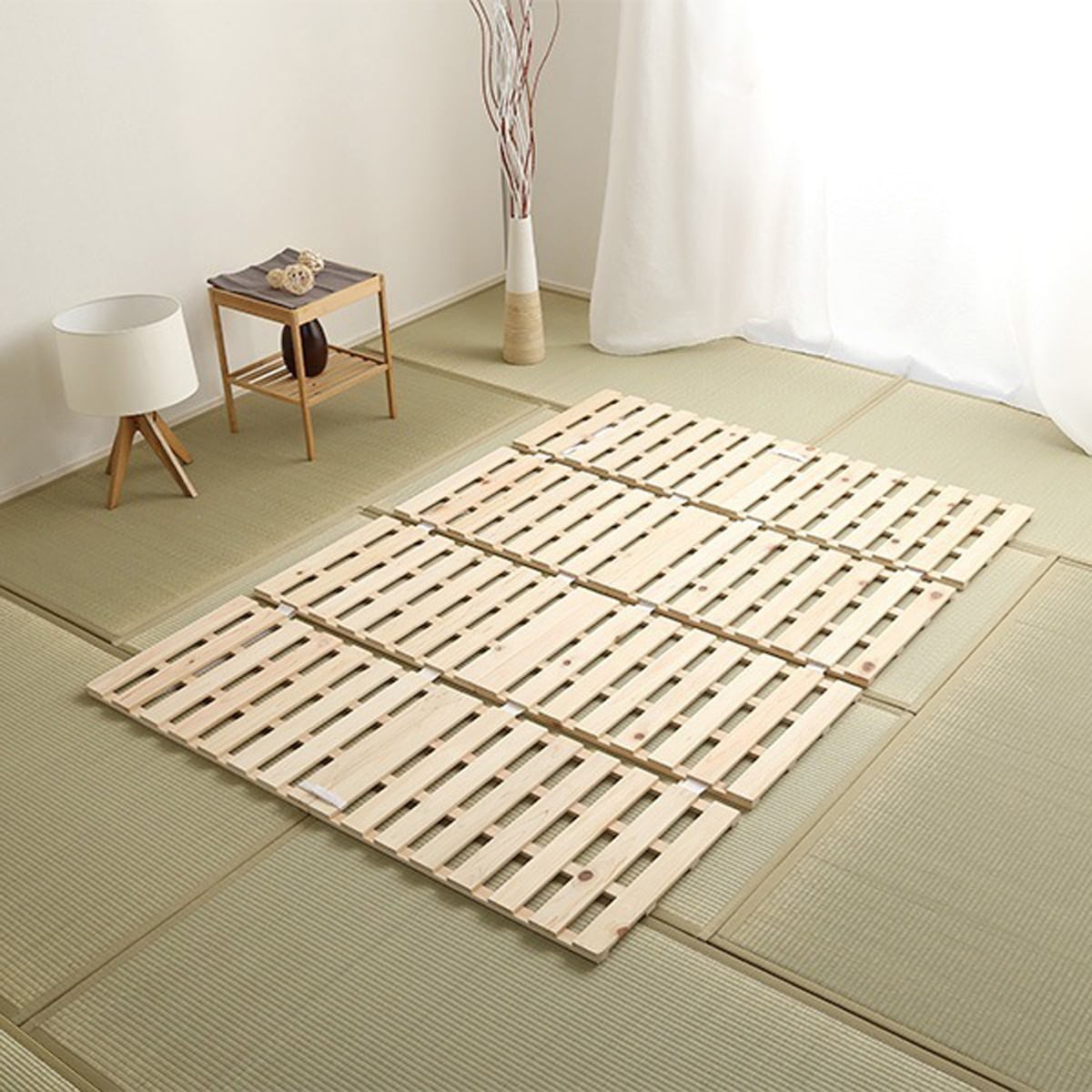 マット すのこベッド四つ折り式 檜仕様(ダブル) 140x196x2.5cm 家具 インテリア 湿気