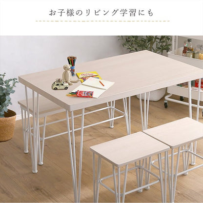 さわやかな 4点セット テーブル+椅子2脚+ベンチ1脚 スチール ダイニング