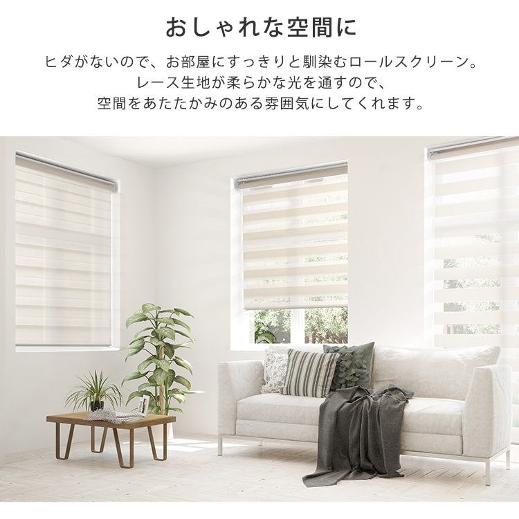 1cm単位のオーダー対応! 調光ロールスクリーン 幅30~60cm×高さ101~140cm 全10色 スチール