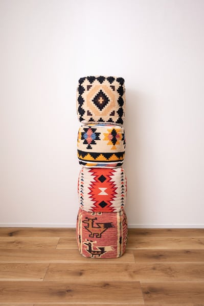 ファブリック キリムスツール 幅30×奥行30×高さ30cm 日用品 完成品