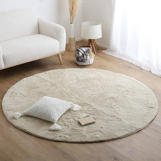 ふわふわシャギーラグ 円形200cm ラグ カーペット 絨毯 マット アイボリー