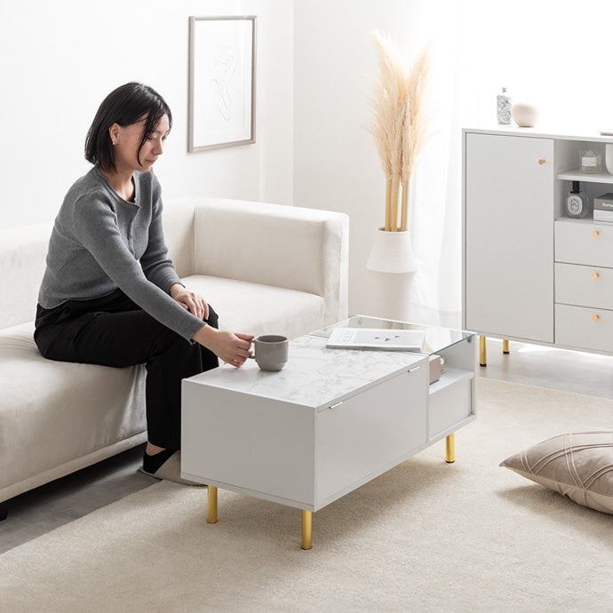 テーブル ドレッサーテーブル リビングテーブル 幅86×奥行40cm ガラス
