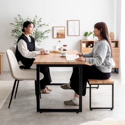 ダイニングセット 4点セット Moku 幅130cmダイニングテーブル+ダイニングベンチ+チェア2脚 スチール