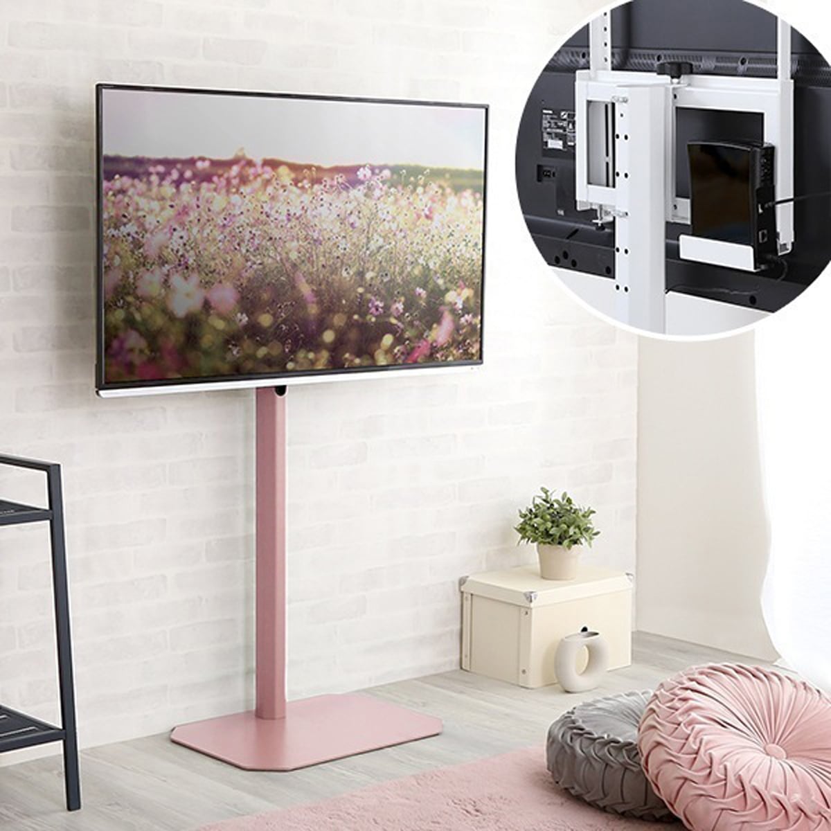 八角テレビスタンドハイタイプ専用 ハードディスクホルダーセット HDDホルダー 背面収納 簡単取付