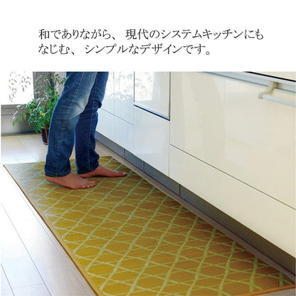キッチンマット F籠目 YE 60X210 60×210cm ラグマット カーペット ラグ 絨毯