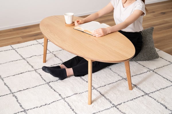 オーバルテーブル 幅120×奥行55×高さ38cm テーブル ローテーブル センターテーブル 北欧
