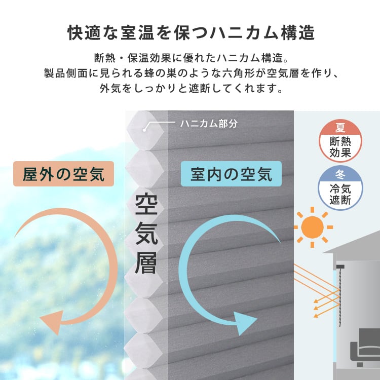 自由に幅詰め可能!フリーカットハニカムブラインド 24×110cm (採光タイプ) ハニカムシェード