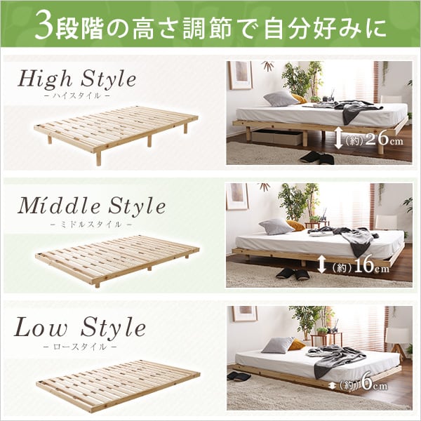 マット 総檜脚付きすのこベッド(セミダブル) 122×26×20cm 家具 インテリア ベッド 湿気