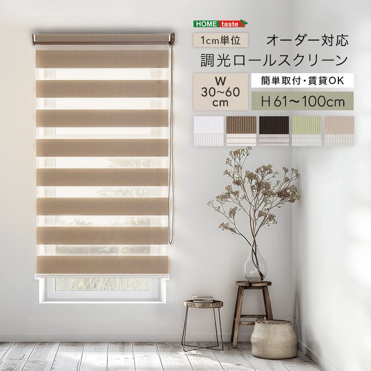 1cm単位のオーダー対応! 調光ロールスクリーン 幅30~60cm×高さ61~100cm DIY・工 スチール