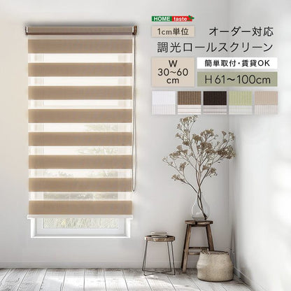 1cm単位のオーダー対応! 調光ロールスクリーン 幅30~60cm×高さ61~100cm DIY・工 スチール
