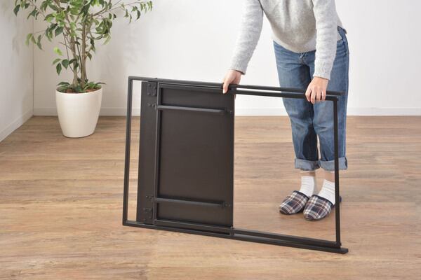 フォールディングデスク 幅90×奥行40×高さ72cm ワークデスク パソコンデスク 学習机 ブラック 折りたたみ 完成品 スチール