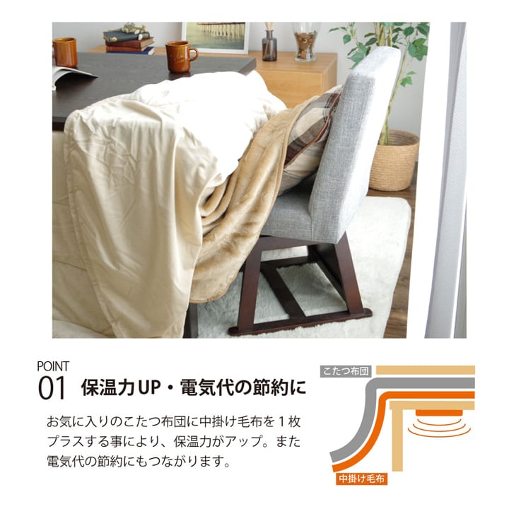 中掛け布団 アクリル 大判長方形4尺 BR 80X120 80×120×65cm こたつ コタツ
