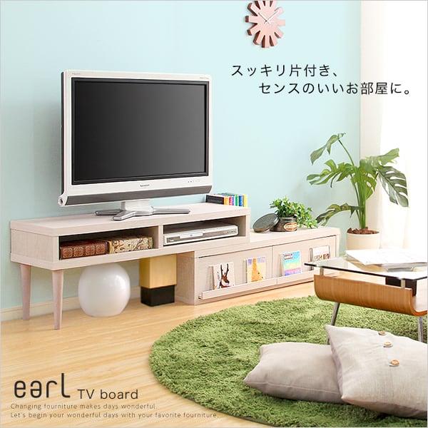 完成品伸縮式テレビ台 (コーナーTV台・ローボード・リビング収納) 113x38x48cm テレビ台