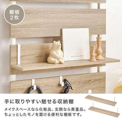 リビング収納 突っ張りミラー付きラック (約)幅80×奥行21.5×高さ200~265cm 全3色 スチール