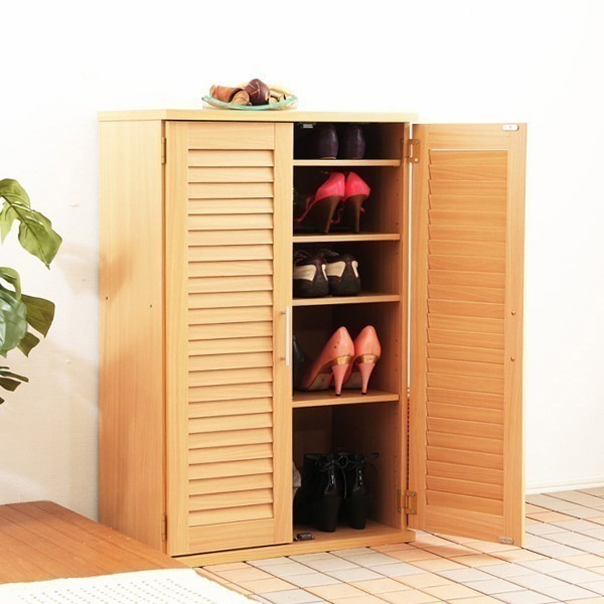 ラック 通気性抜群!ルーバー式シューズボックス (下駄箱・玄関収納) 96x37x21cm 下駄箱