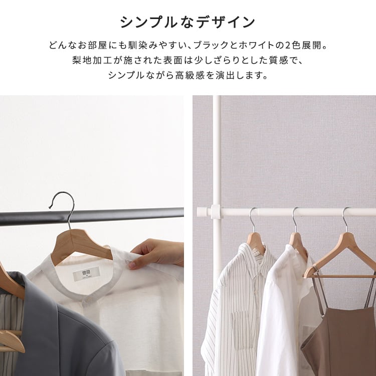 つっぱりハンガーラック 2段 幅250cm つっぱり棒 突っ張 突っ張りラック スリム 天井 壁面