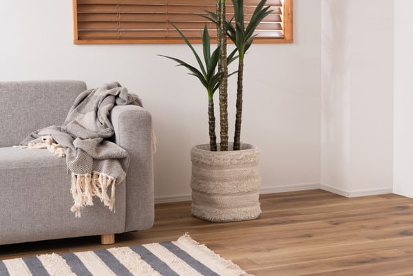 ファブリック プランターカバーM 日用品 完成品 組立不要 北欧 鉢植えカバ ボタン