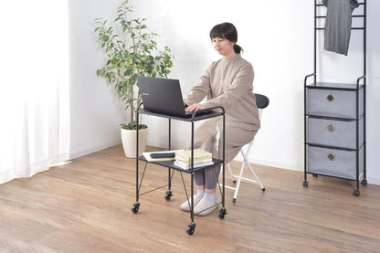 ストレージ サイドワゴン 幅53×奥行35×高さ75.5cm リビング収納 キャスター付き ブラック