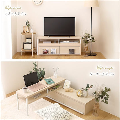さわやかな完成品伸縮テレビ台 テレビ台 ローボード おしゃれ コーナー TV台 TVボード 収納