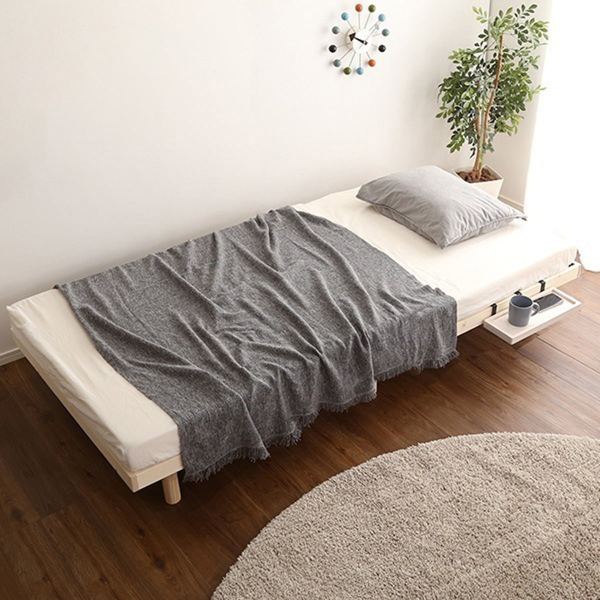 パイン材高さ3段階調整脚付きすのこベッド(ダブル) 家具 インテリア ベッド 脚付きすのこベッド