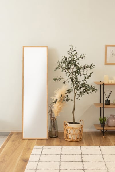 スタンドミラー 幅43×奥行45×高さ158cm ミラー 完成品 組立不要 スリム 薄型 北欧 ミラ