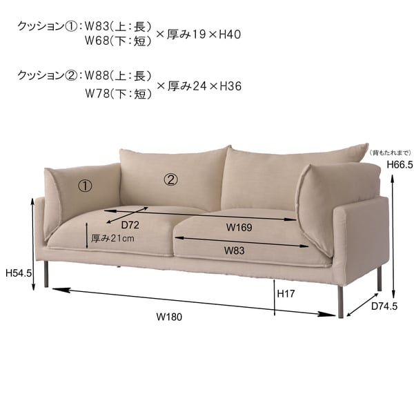 アルバ ソファー 幅193×奥行89×高さ84cm ローソファー フロアソファー グレー