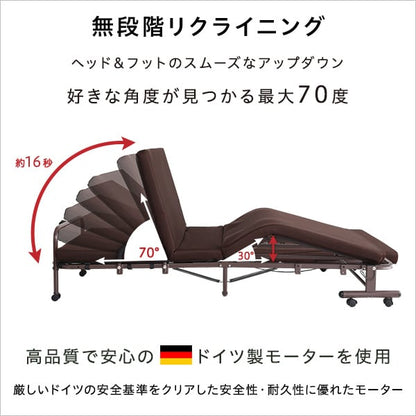 マット 電動リクライニングベッド 折りたたみ 無段階リクライニング 簡単リモコン 高反発マットレス