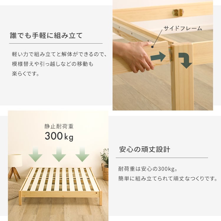 2分で完成!組立簡単ベッド ボンネルコイルマットレスセット(セミダブル) ベッド マットレス付 頑丈