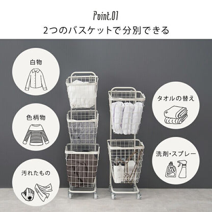 ラック 2段ランドリーラック 角型 -KR- 33×39×108cm リビング収納 2段 通気性 スチール