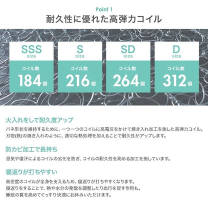 マットレス シングル Stock 引出し収納ベッド ボンネルマットレス付き ベッドマットレス 敷布団 幅98.5×奥行196cm スチール