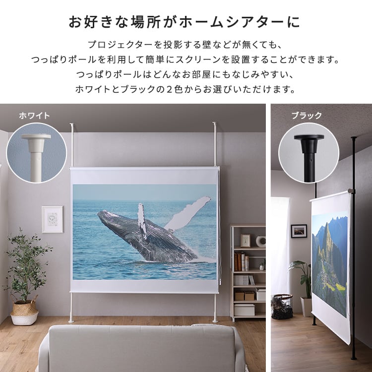 ラック つっぱりポール ロールスクリーン セット 幅180cm つっぱり棒 突っ張 突っ張りラック