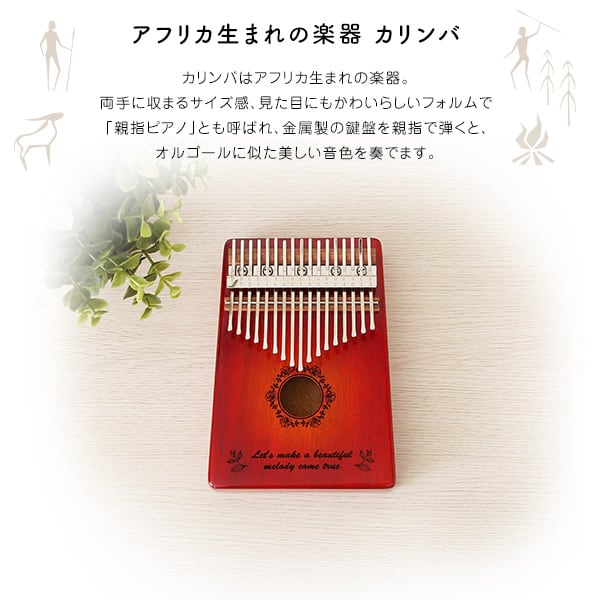 指で弾くピアノ カリンバ初心者セット 絵柄付きタイプ ハードケースつき カリンバ 親指ピアノ 楽器